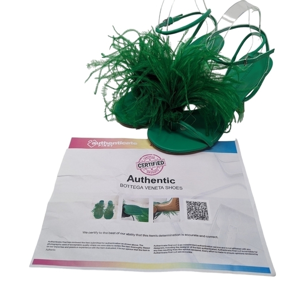 NEW Bottega Veneta Authentic Dot Green Feather Sandal Heels Size EU 38 - Picture 12 of 16